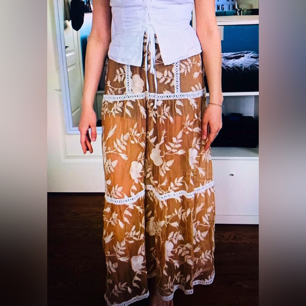 NWT For Love & Lemons Sheer Embroidered Skirt